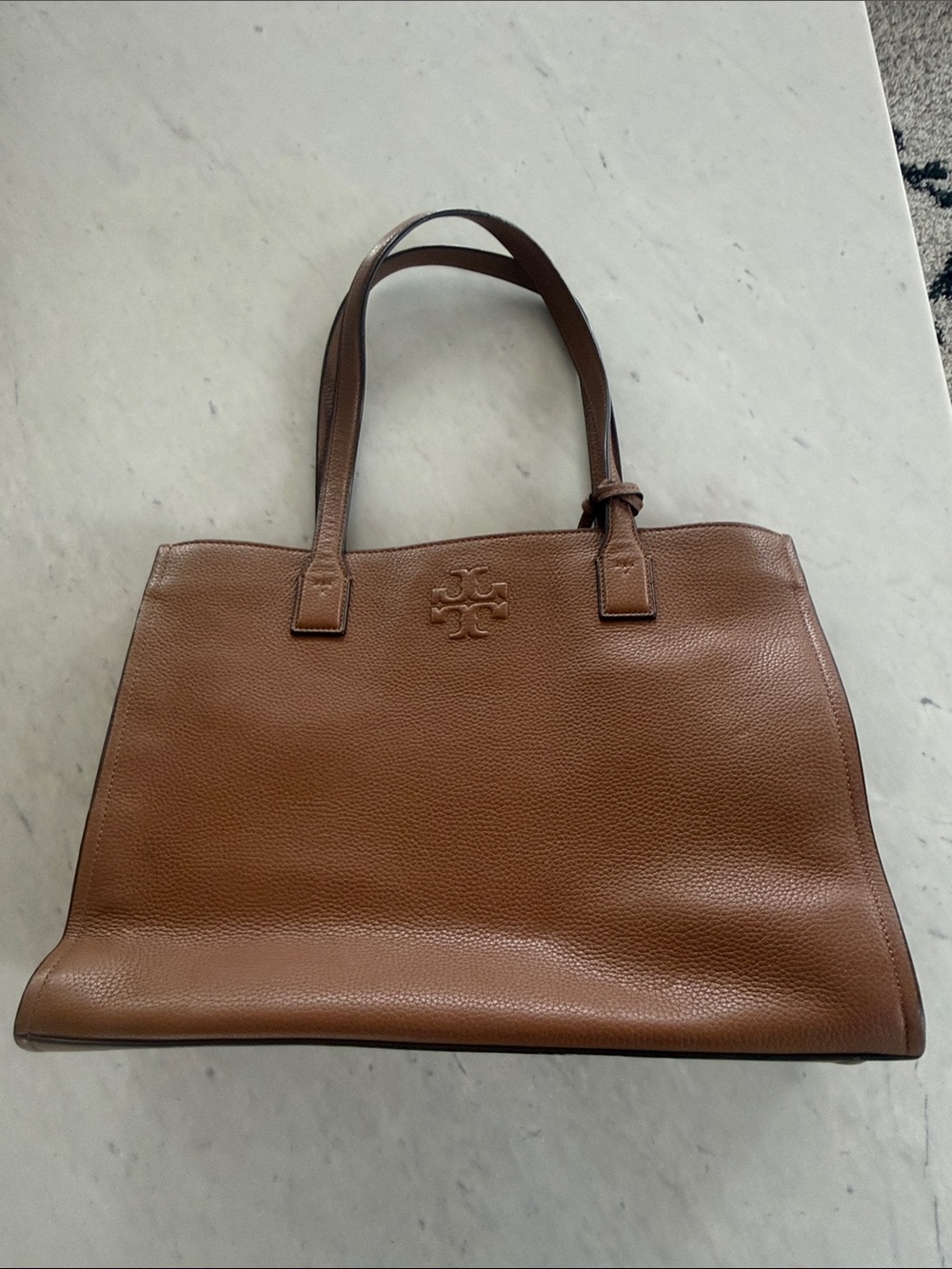 Tory Burch Cognac Pebbled Leather Tote